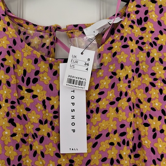 BNWT Topshop Mixed Floral Hanky Dress Midi US 4 - Picture 4 of 7